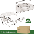 Muumblus Queen Size Pull Out Sofa Bed, 2-in-1 Convertible Sleeper Couches with Memory Foam Mattress, 3 Seat Sleeper Couch Beds for Living Room, Dark Gray