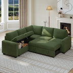  Sectional Sofa with Storage Seat L Shaped Couch with Reversible Chaise Convertible Sectional Couches for Living Room, Green