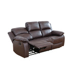  Brown 3-Seater Reclining Sofa - Air Leather Upholstery with High-Elastic Sponge for Living Room & Office