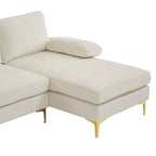 Zimtown Convertible Sectional Sofa,U Shaped Couch with Double Reversible Chaise, Chenille Fabric Fabric Sectional Couch with Metal Feet Beige