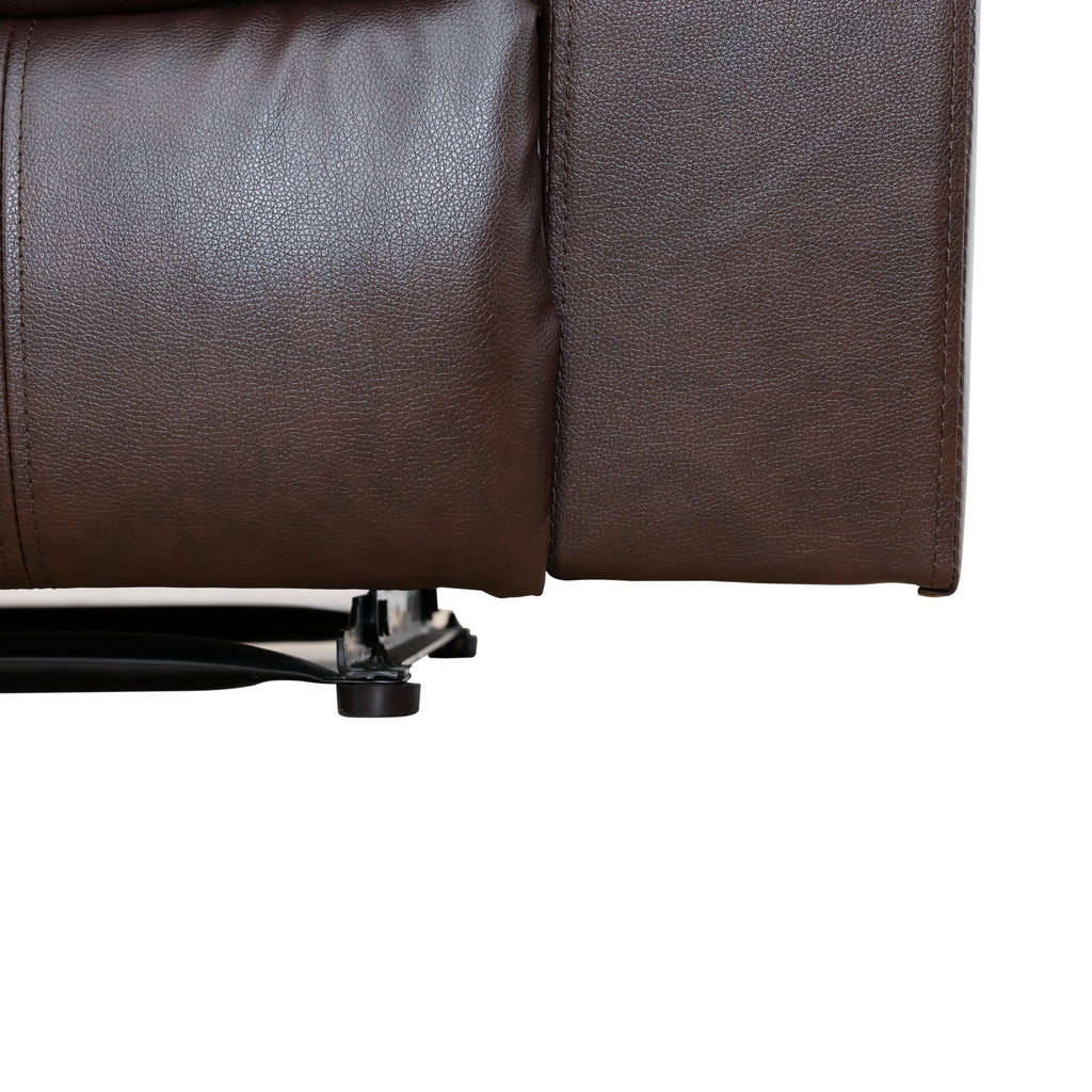  Brown 3-Seater Reclining Sofa - Air Leather Upholstery with High-Elastic Sponge for Living Room & Office