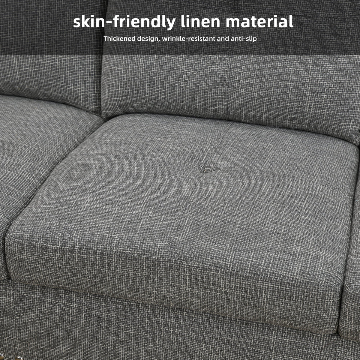 MAYEERTY 97.5" Linen Sectional Sofa, 2-Piece Modular Couch Sofa Set without Ottoman, Grey (Left)