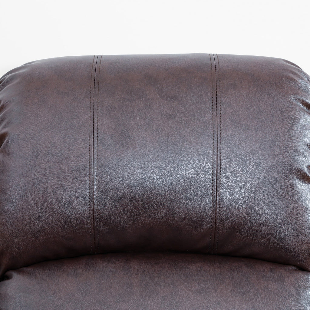  Brown 3-Seater Reclining Sofa - Air Leather Upholstery with High-Elastic Sponge for Living Room & Office
