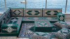 Green Sleeper Couch, L Shaped Sofa, Turkish Sofa Set, Diwan Sofa, Arabic Majlis, Floor Sofa Couch, Meditation Floor Cushions