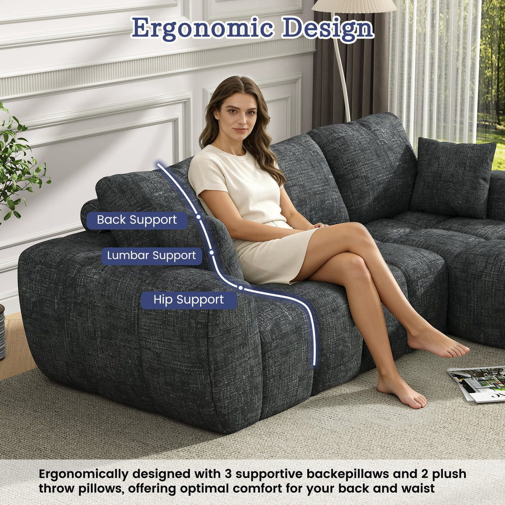101? Modular Sectional Sofa, Cloud Sectional Couch with Deep Seat, Modern Modular L-Shape Sofa Couch with Chaise,Upholstered Boneless Couches for Living Room Bedroom(Deep Gray)