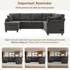 109.9" Sectional Sofa Versatile Sofa Bed Sleeper U-shaped with Storage,Two Cup Holders and Charging Ports for Living Room,Grey