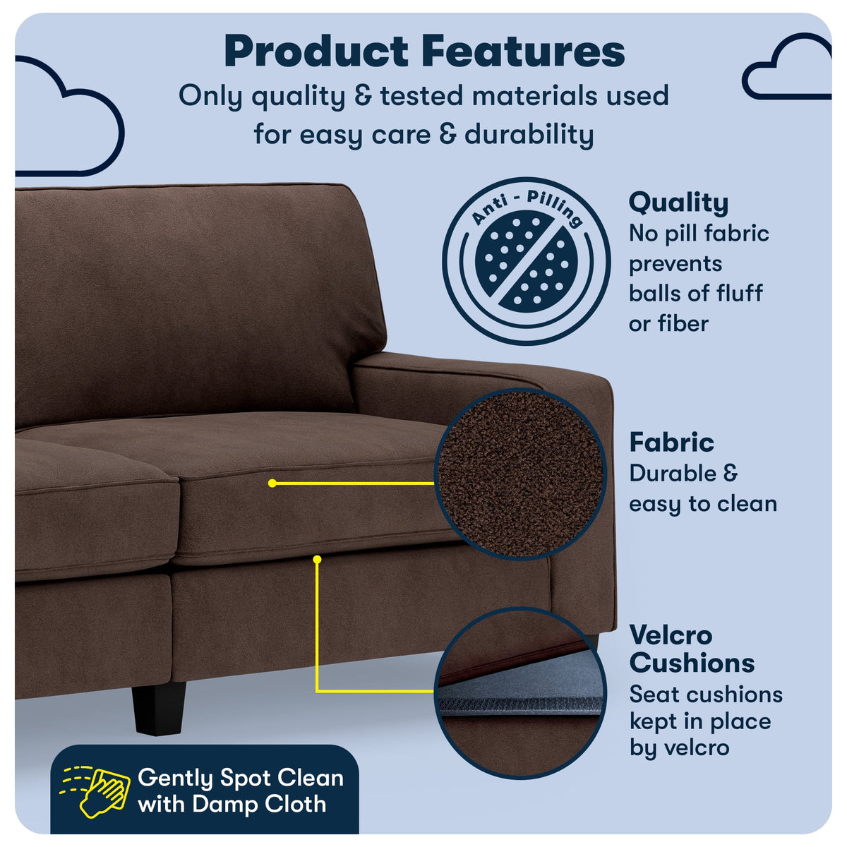 Serta Palisades 78" Track Arm Sofa with Removable Covers Dark Brown