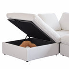 The Magic Home 118" Sofa Couch, Cloud Modular Sectional Sofa with Removable Storage Ottoman, L Shaped Linen Modern Comfy for Living Room, Apartment, Office, DIY Combination, 3 Seater White Couch