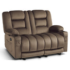 MCombo 55.9" Power Loveseat Recliner Sofa with Heat and Massage for Living Room, Fabric(Dark Brown)