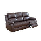  Brown 3-Seater Reclining Sofa - Air Leather Upholstery with High-Elastic Sponge for Living Room & Office
