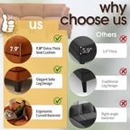  U-Shaped Sofa with 2 Removeable Ottoman Footrests, Flannel Deep Seating Couch for 3, Converts to Sleeper for Bedroom Living Room Furniture Orange
