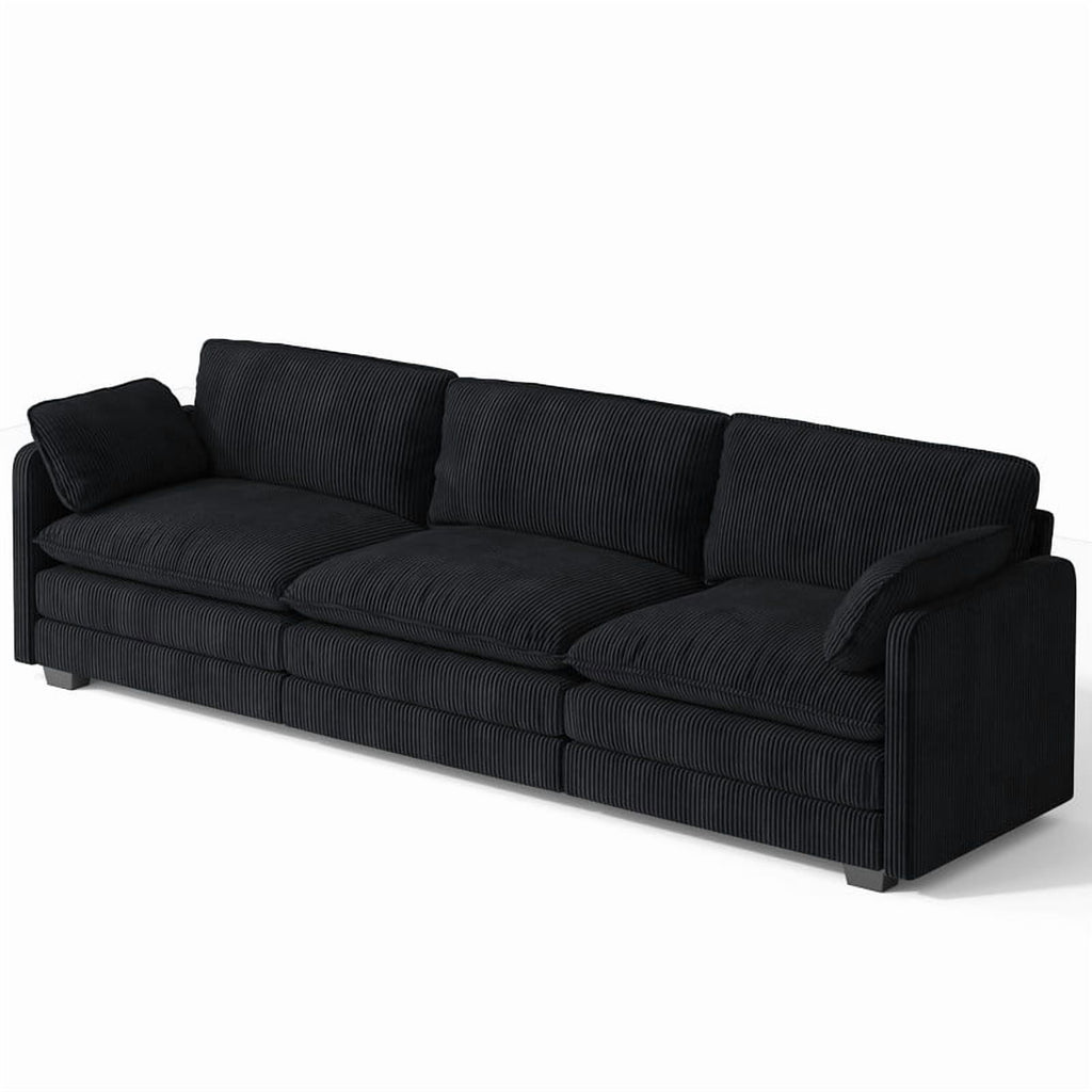  Cloud Like Comfort Sofa,Double?Layer High?Resilience Memory Foam Cushion,Removable Zippered Cover with 2 Pillows for Living Room, Bedroom, Apartment & Small Family,Black