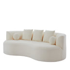 Christopher Knight Home 90" Curved Boucle Sofa with Pillows, Modern 3-Seat Upholstered Couch, White