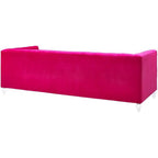 Maklaine 29.35"H Transitional Velvet Upholstered/Acrylic Sofa in Pink
