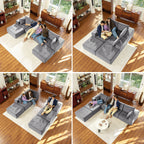  Modular Sectional Boneless Couch, Chenille Tufted Sectional Couches for Living Room, No Assembly U Shape Cloud Sofa with Throw Pillows & Storage Side Pocket (Gray)