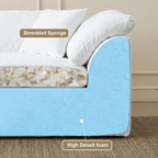 Boneless Modular Sectional Cloud Couch, Compressed Sofa in a Box with Deep Seat & Oversized Chaise, L-Shaped Chenille Sofa for Living Room(White)