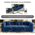  Pull Out Sofa Bed King Size, 89" Chesterfield Sofa Couch Convertible Sofa Bed, Velvet Loveseat Sofa with Tufted Design for Living Room Blue
