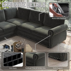  Sectional Sofa, Pull Out Sofa Bed King Size, 6 Seat Chenille Sofa Couch Convertible Sleeper Sofa Bed for Living Room Dark Gray