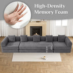 157" Convertible Sleeper Sofa Bed,Corduroy Futon Sofa Couch with High-Density Foam,Deep Seat Sofa for Living Room, Bedroom,Gray