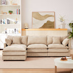 Eyisean 102" Chenille Modular Sectional Sofa with Ottoman, 3-Seater L Shape Cloud Couch with Upholstered & Pillow, Comfy Sleeper Sofa for Living Room, Bedroom, Office, Easy Assembly