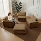 Kelyda 116'' Cloud Sectional Couches L Shaped, Modern Convertible Modular Cloud Chenille Sofa for Living Room Brown