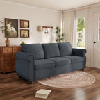 Muumblus Queen Size Pull Out Sofa Bed, 2-in-1 Convertible Sleeper Couches with Memory Foam Mattress, 3 Seat Sleeper Couch Beds for Living Room, Dark Gray