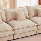 Eyisean 102" Chenille Modular Sectional Sofa with Ottoman, 3-Seater L Shape Cloud Couch with Upholstered & Pillow, Comfy Sleeper Sofa for Living Room, Bedroom, Office, Easy Assembly