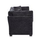 Christopher Knight Home 83.5" Modern 3-Seater Sofa with Flared Arms and Pillows, Chenille Upholstery, Black