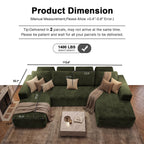 Garaneeds 113" Oversized U Shaped Sectional Sofa for Living Room, Modular Boneless Cloud Couch with Chaise, Corduroy Deep Seat Sofa, High Back Support, No Assembly Required, Green