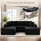 Muumblus Modular Sectional Sofa, Oversized U-Shape Cloud Couch, Modern Corduroy Sleeper Couches for Living Room, No Assembly Required, Black (Right Facing Chaise)