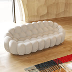 Sdorens 98.43" Bubble Couch,Modern Upholstered Mesh Fabric Lazy Floor Sofa,3D Honeycomb Shape Bubble Sofa Curved Couch for Living Room,Office,Apartment,No-Assembly(Light Gray,3-Seater)