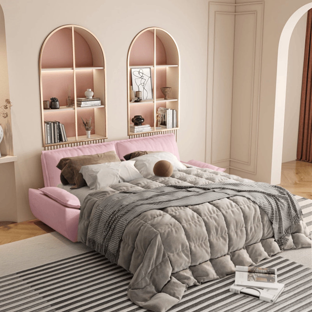 SOLIA 73.2" Modular Sleeper Sectional Sofa Bed Velvet