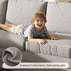  Sectional Sofa, 115" Sectional Couch with Pull Out Sofa Bed King Size, 6 Seat Sofa Convertible Sofa Bed for Living Room Light Gray