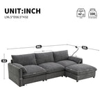 EPOWP L-Shaped Modular Sectional Sofa, Chenille Cloud Couch with Storage Ottoman, USB Charging Ports & Adjustable Phone Holder, 96.5" Deep Seat Comfy Couch for Apartment, Living Room, Office