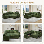  Sectional Sofa with Storage Seat L Shaped Couch with Reversible Chaise Convertible Sectional Couches for Living Room, Green