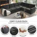 118'' Pull Out Couch, Convertible Sleeper Sofa Bed, Upholstered Sectional Sofa, Chenille L-Shaped Couch with Nailhead Trim, Modern Sectional Couches for Living Room, Apartment, Dark Grey