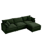 CKEASEAN 102" Chenille Modular Sectional Sofa with Ottoman, 3-Seater L-Shape Cloud Couch with Upholstered & Pillow, Comfy Cloud Sofa for Living Room, Bedroom, Apartment, Office, Easy Assembly