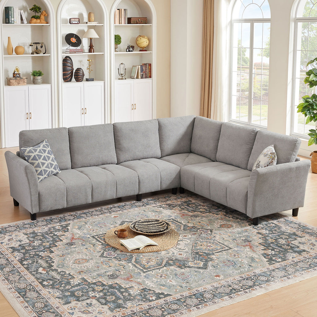  102" Convertible Sectional Sofa Couch,Upholstered Oversized Modern 6 Seat L Shaped Couch Corner Sofa Reversible Sofa Set for Living Room Apartment Office Studio