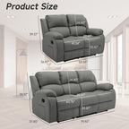 Chizzysit Reclining Couch Sleeper Sofa Set Chaise Lounge Chair Leather Recliner Couch Loveseat for Living Room, Theater Seating - Gray