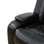  Black 3-Piece Multifunctional Smart Sofa with Console & Cup Holders, Solid Wood Frame, Double-Layer Springs and Air Leather