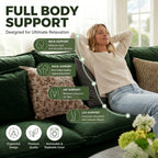 JULY'S SONG 113" L Shaped Couch Set, Deep Seat Modular Sectional Sofa with Movable Ottoman, Plush Couches and Sofas Detachable Cushions, Chenille Sectionals for Living Room, Green