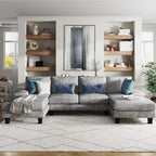  Chenille U Shaped Sectional Sofa, Gray