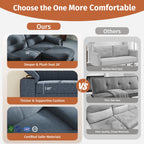 88" Loveseat Sofa with Storage Ottoman Adjustable Armrest 3-Seat L-Shaped Sectional Couch for Living Room Blue