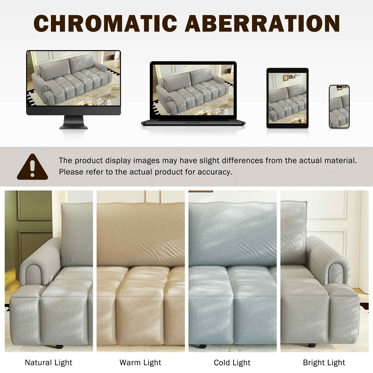 FFH 90.2" Pull Out Sofa Bed with Storage, 3-in-1 Convertible Sleeper Sofa King Size, Modern 4-Seater Teddy Couch for Living Room, Gray