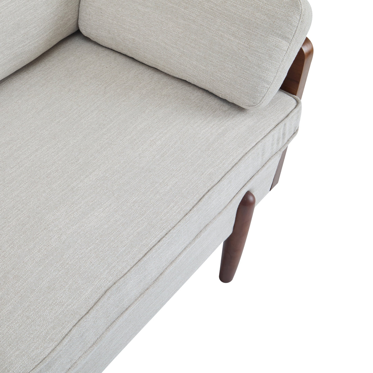 Mid-Century Modern Sofa with Slim Track Arms and Wood Frame, Beige