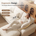  110" Large Modular Sectional Cloud Sofa with Removable Storage Ottoman, Extra Deep Seat Couch, Living Room Furniture, Chenille Beige