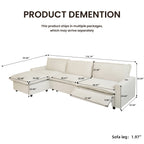 Sdorens Oversized Modular Sectional Sofa with Power Recliner,Cloud Heated Seat Reclining Couch,Charging Cup Holders,Deep L-Shaped 3 Seater with Ottoman,Beige