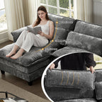 UBERLYFE 157" U Shaped Cloud Modular Sectional Sofa, Double Chaise with USB Charging, Hidden Storage & Cup Holders, Living Room Furniture, Gray
