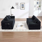 Timbernest 106" Oversized L-Shaped Cloud Couch, Convertible Sleeper Sofa, Folding Corduroy Sofa Bed for Living Room, Black
