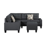 ASINMAK L Shaped Fabric Sectional Sofa with Couch and Ottoman, Gray